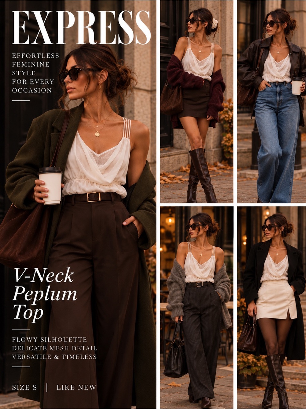 EXPRESS V-Neck Peplum Top Camisole